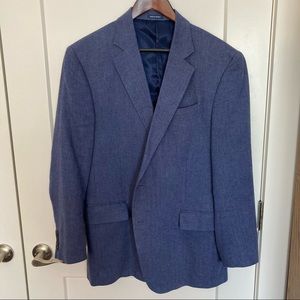 Cotton and linen summer sport jacket, navy herringbone Size 42R by Stafford